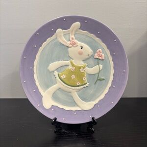 Hanson cottontails bunny Decorative Plates set of 2 Easter flowers 8”